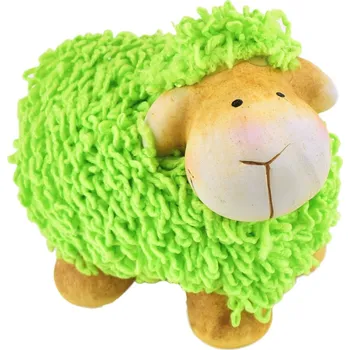 Velikonoční dekorace Ovečka keramická kudrnatá zelená 9 cm