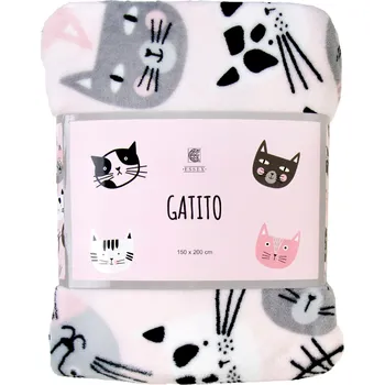 Essex Gatito deka z mikrovlákna 150 x 200 cm růžová/šedá deka Essex Gatito deka z mikrovlákna 150 x 200 cm růžová/šedá