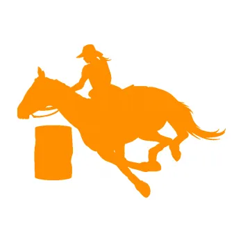 Samolepící dekorace SAMOLEPKA Barrel racing 001 levá cowgirl rodeo (06 - oranžová) NA AUTO, NÁLEPKA, FÓLIE, POLEP, TUNING, VLASTNÍ TEXT, TISK, AUTOSAMOLEPKY.cz, POLEPY, OBRÁZEK, LOGO, SAMOLEPKY