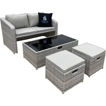 Zahradní sestava Ratanová souprava na balkon - světle šedá - EMILY II