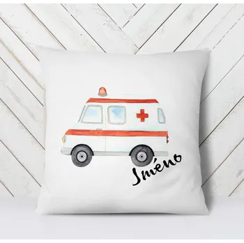 Dekorativní polštářek Domovi Bílý polštář s vlastním jménem Sanitka 40x40