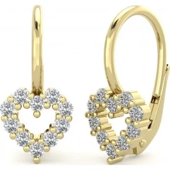 Náušnice Couple, Dívčí náušnice Hetie, žluté zlato a zirkony, 585-66-3-0304.0Z00.0.00.001.07
