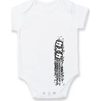 Kojenecké oblečení Pneu stopa 4x4 - Body kojenecké s krátkým rukávem - Krátký r. 12-18 měs ( Bílá )