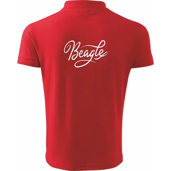 Pánská košile Beagle - nápis okrasný - Polokošile pánská Pique Polo 203 - 2XL ( Červená )