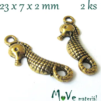 Přívěsek Přívěsek KONÍK 23x7x2mm, 2ks, starozlatý