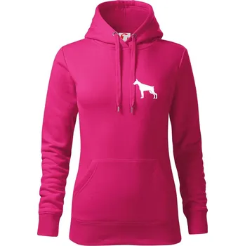 Dámská mikina Dobrman ikona prso - Mikina dámská Cape s kapucí - L ( Purpurová )