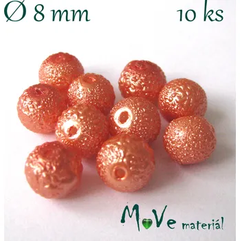 Dětské navlékací korálky Voskové perle "Zigana" 8mm, 10ks, oranžová