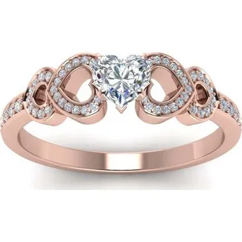 Prsten Elenys pozlacený prsten Milovaná srdce 14k růžové zlato Velikost: 5 (EU: 49-50)