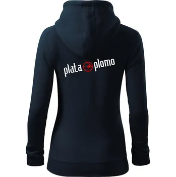 Dámská mikina Plata oplomo - Dámská mikina trendy zipper s kapucí - S ( Námořní modrá (velmi tmavá - téměř černá) )