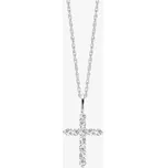 Stříbrný přívěsek s řetízkem Tender Cross, křížek s kubickou zirkonií Preciosa