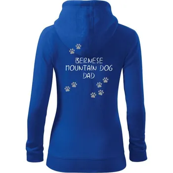 Dámská mikina Bernese Mountain Dog dad (Bernský salašnický pes) (Reflexní tlapky) - Dámská mikina trendy zipper s kapucí - L ( Královská modrá )