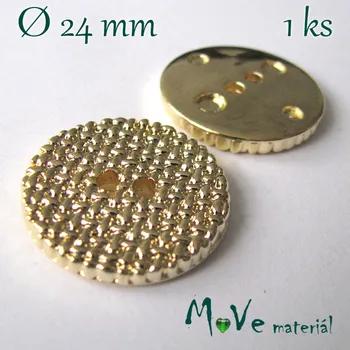Knoflík Knoflík ozdobný dvoudírkový 24mm/1ks, zlatý