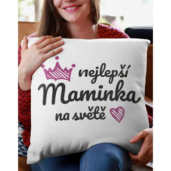 Dekorativní polštářek Polštář pro mámu Nejlepší máma na světě, Barva Bílá, Velikost 40×40 cm, Canvas Polštářek Bezvatriko.cz 0757