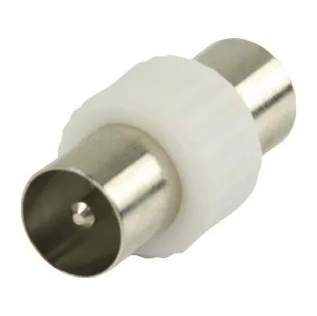 Anténní redukce Valueline Koaxiální spojka, koaxiální zástrčka – koaxiální zástrčka, bílá (VLSP40940W)