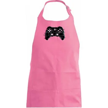 Kuchyňská zástěra Ovladač gamer - Dámská zástěra na vaření - Univerzální velikost ( Růžová )
