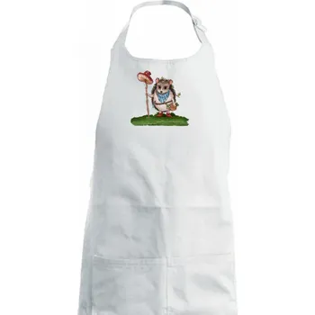 Kuchyňská zástěra Ježek a houba - Dámská zástěra na vaření - Univerzální velikost ( Bílá )