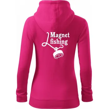 Dámská mikina Magnet fishing - Dámská mikina trendy zipper s kapucí - S ( Purpurová )