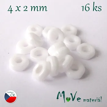 Dětské navlékací korálky HEXA 4x2mm/16ks, bílé