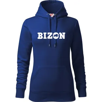 Dámská mikina Bizon nápis - Mikina dámská Cape s kapucí - XL ( Královská modrá )
