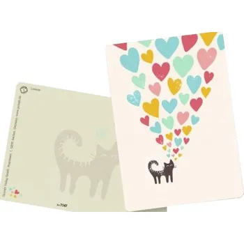 Přání s kočkou a srdíčky