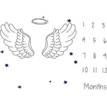 Dětská deka Bavlněná deka pro fotozáznam věku děťátka Motiv: andělská křídla a hvězdy