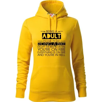 Dámská mikina Being a adult - bike - Mikina dámská Cape s kapucí - XL ( Žlutá )