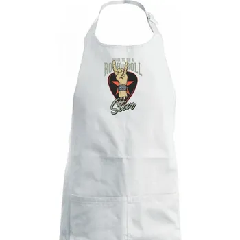 Kuchyňská zástěra Born to be a Rock and Roll Star - Dámská zástěra na vaření - Univerzální velikost ( Bílá )