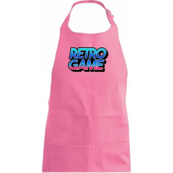 Kuchyňská zástěra Retro game nápis barevný - Dámská zástěra na vaření - Univerzální velikost ( Růžová )