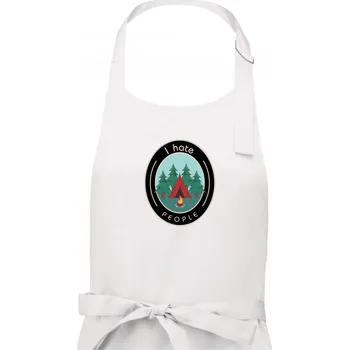 Kuchyňská zástěra I hate people - stan a les - Dámská zástěra na vaření - Univerzální velikost ( Bílá )