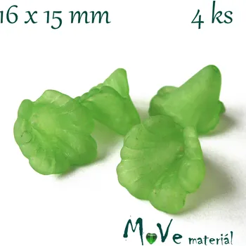 Dětské navlékací korálky Zvonečky transparentní 16x15mm, 4ks, zelené