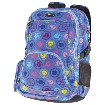 Školní batoh EASY Flow 838001 Batoh školní dvoukomorový fialový s barevným potiskem, profilovaná záda, 26 l