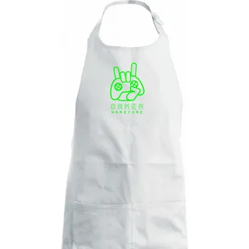 Kuchyňská zástěra Hardcore gamer - ruka - zelená - Dětská zástěra na vaření - Univerzální velikost ( Bílá )