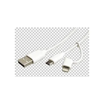 Datový kabel USB 2.0 kabel USB A(M) - micro USB B(M) + redukce micro USB B(F) - Lightning, bílý, 1m