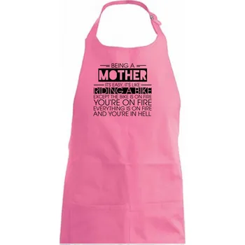 Kuchyňská zástěra Being a mother - bike - Dámská zástěra na vaření - Univerzální velikost ( Růžová )
