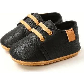 Dětská sálová obuv Retro kožené protiskluzové capáčky Barva: Černá, Velikost: 12 (7-12 m)