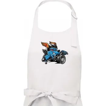 Kuchyňská zástěra Motorkář vlk - Dámská zástěra na vaření - Univerzální velikost ( Bílá )