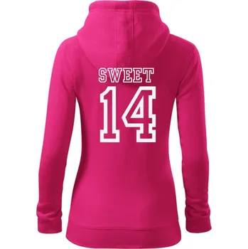 Dámská mikina Sweet 14 - Dámská mikina trendy zipper s kapucí - L ( Purpurová )