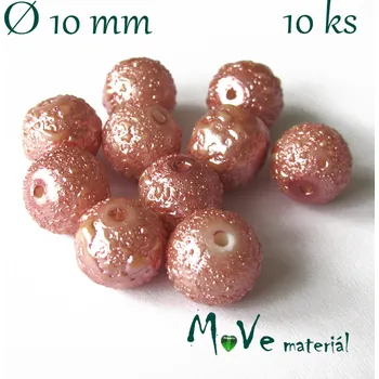 Dětské navlékací korálky Voskové perle "Zigana" 10mm, 10ks, starorůžové