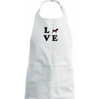 Kuchyňská zástěra Bígl love - Dámská zástěra na vaření - Univerzální velikost ( Bílá )