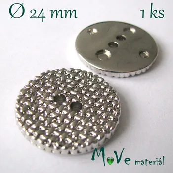 Knoflík Knoflík ozdobný dvoudírkový 24mm/1ks, stříbrný