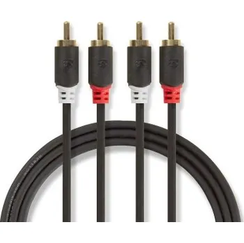 Audio kabel Stereo Audio Kabel | 2x RCA Zástrčka | 2x RCA Zástrčka | Pozlacené | 2.00 m | Kulatý | Antracitová | Plastový Sáček