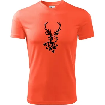 Pánské tričko Jelen z listů - Pánské triko Fantasy sportovní (dresovina) - S ( Neonově oranžová )