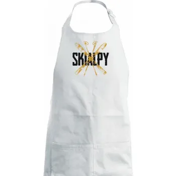 Kuchyňská zástěra Skialpy nápis lyže - Dámská zástěra na vaření - Univerzální velikost ( Bílá )