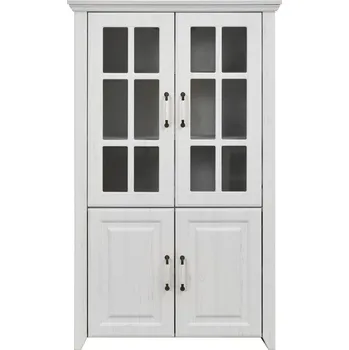 Knihovna Vitrína nízká rustic bílá RUSTIC