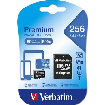 Paměťová karta Paměťová karta Verbatim MicroSDXC 256GB Premium + SD adaptér