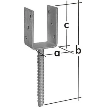 Kotevní patka sloupku do betonu 141x120x4 mm typ U (zinek žárový)