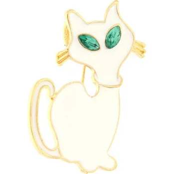 Brož Brož - bílá kočička se zelenýma očima 9001363