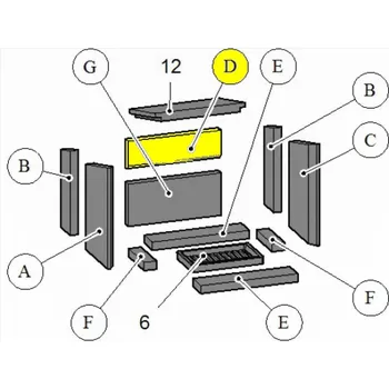 Krbová kamna HAAS+SOHN Cihla - zadní horní díl topeniště PINEROLO; ND: 0429415005504