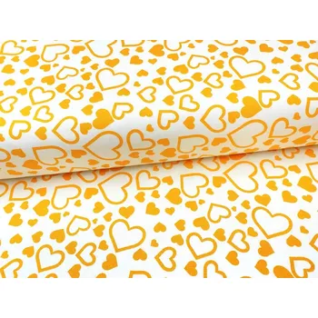 Mirtex Plátno DOMESTIK 145/16868-22 Srdíčka Žlutá šíře 150cm Velkoobchod Ceník: VELKOOBCHOD: po celých rolích, bez odvíjení