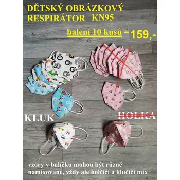 respirátor DĚTSKÝ OBRÁZKOVÝ RESPIRÁTOR KN95 - HOLČIČÍ